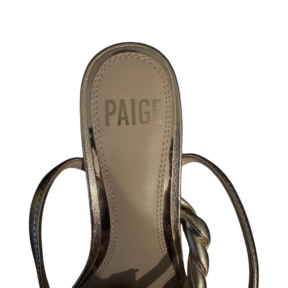 Paige Leslie Soft Gold Ankle Strap Heels Square Toe, Size 6 WORN ONCE - Picture 10 of 10